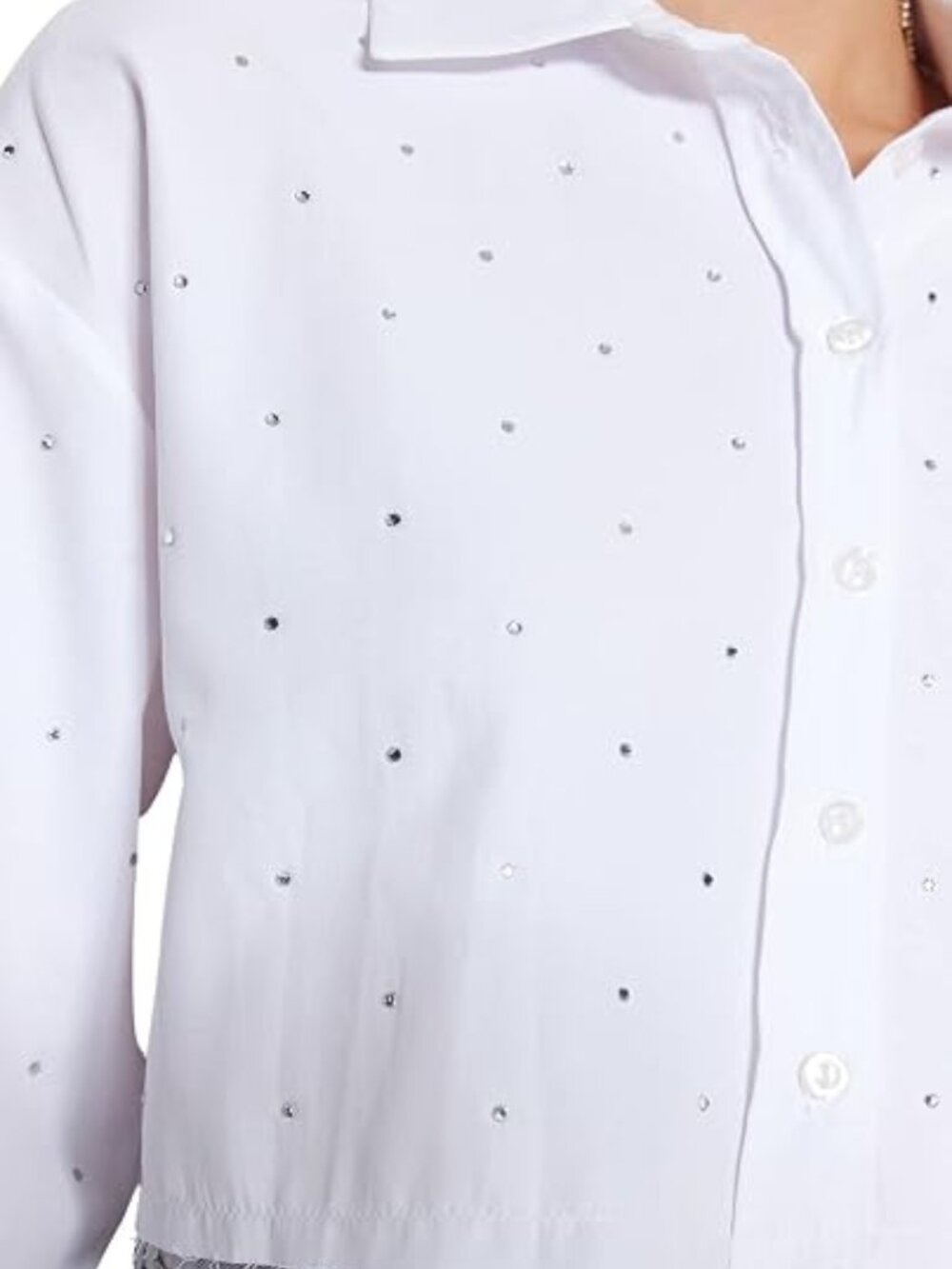 Cropped Rhinestone Blouse Size M - Picture 2 of 11